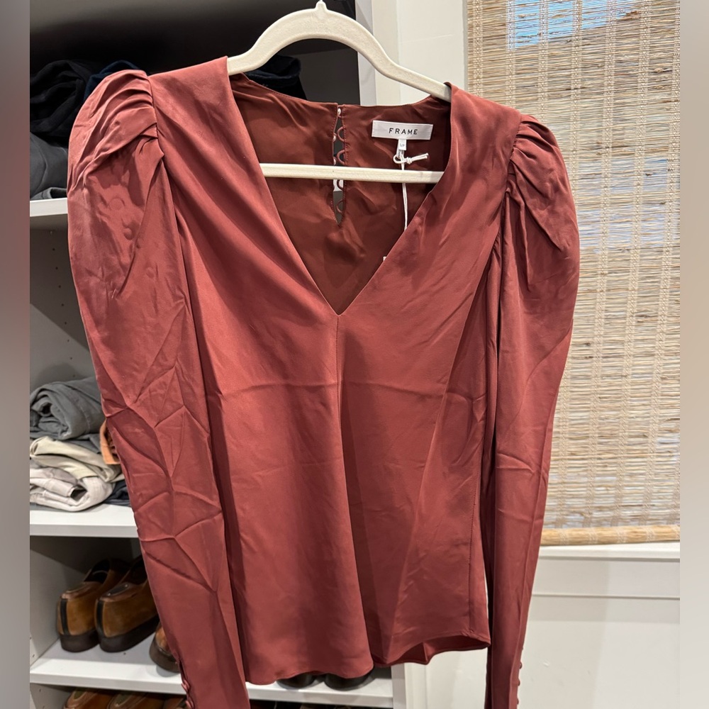 Frame Silk Blouse in Sable - Picture 3 of 7